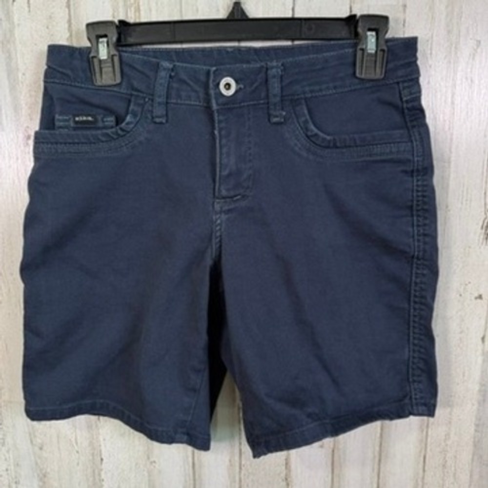 KUHL Long Shorts Women 4 Kontour 8" Blue Hiking Outdoor Stretch Cotton Blend